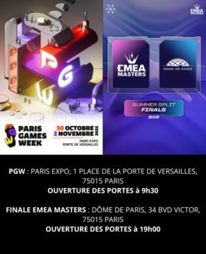 PARIS GAMES WEEK - BILLET FINALE EMEA MASTERS - DIMANCHE 2 NOVEMBRE 2025 - DOME DE PARIS