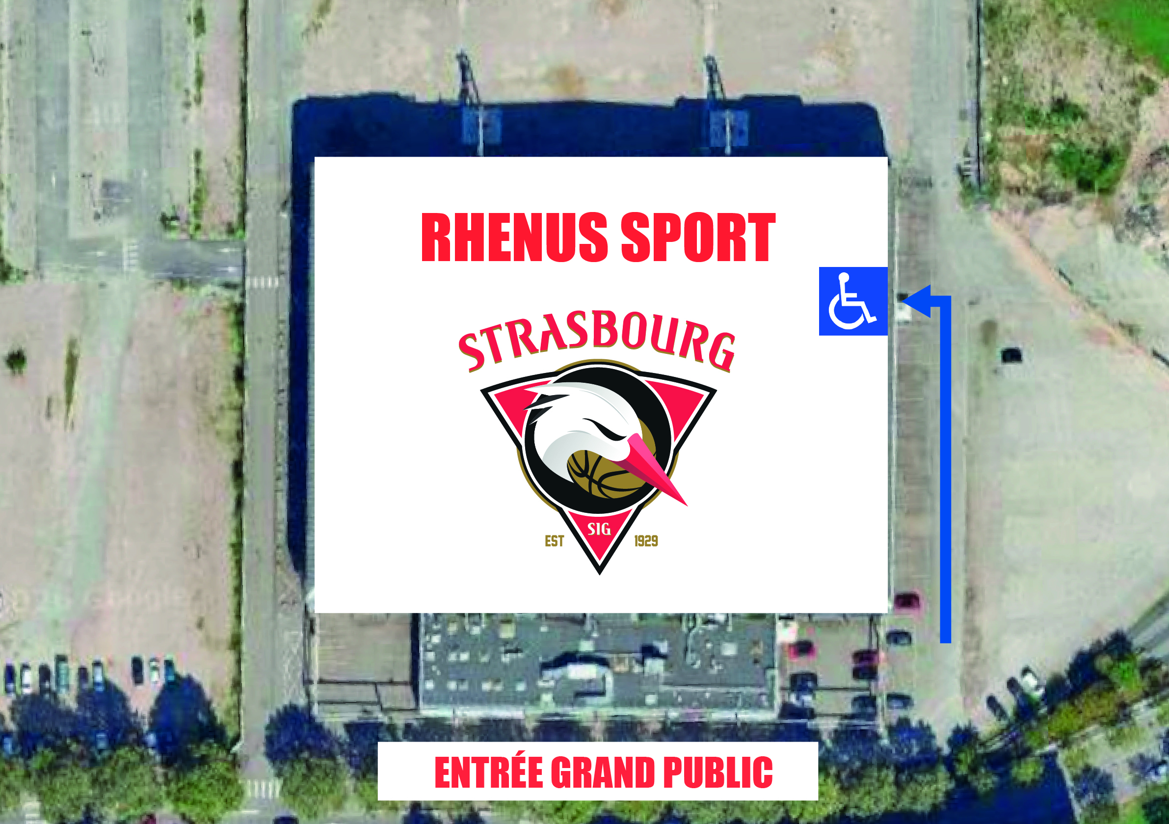 Plan d'accès PMR au Rhénus Sport